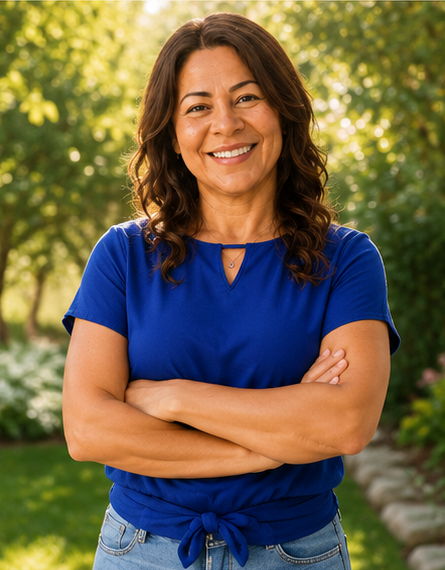A friendly smiling professional woman house cleaner in a clean uniform holding cleaning supplies, standing in a bright tidy home, warm approachable expression, natural light, professional lifestyle photography